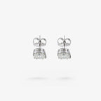 Peter Marco emerald cut and baguette diamond stud earrings, top down view