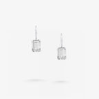 Peter Marco emerald cut and round cut white diamond drop earrings