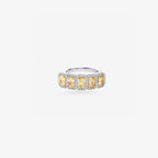 Peter Marco emerald cut yellow diamond and round cut diamond band ring