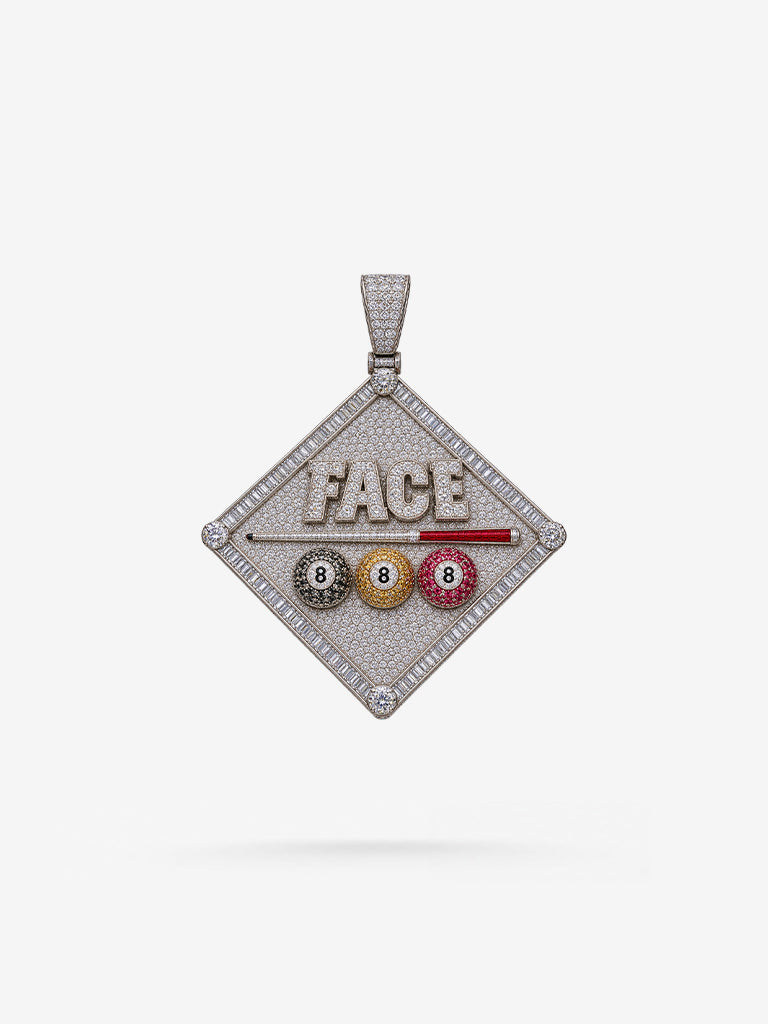 Peter Marco FACE pool pendant with diamond billiard table design and multicolor 8 balls