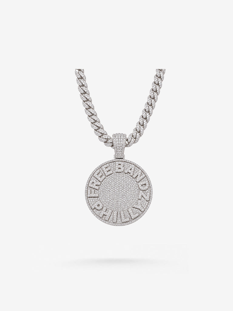 Peter Marco Freebandz Philly diamond pendant with Cuban link chain
