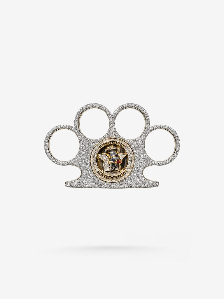 Peter Marco custom Guy Fieri diamond crown pendant with gold center emblem