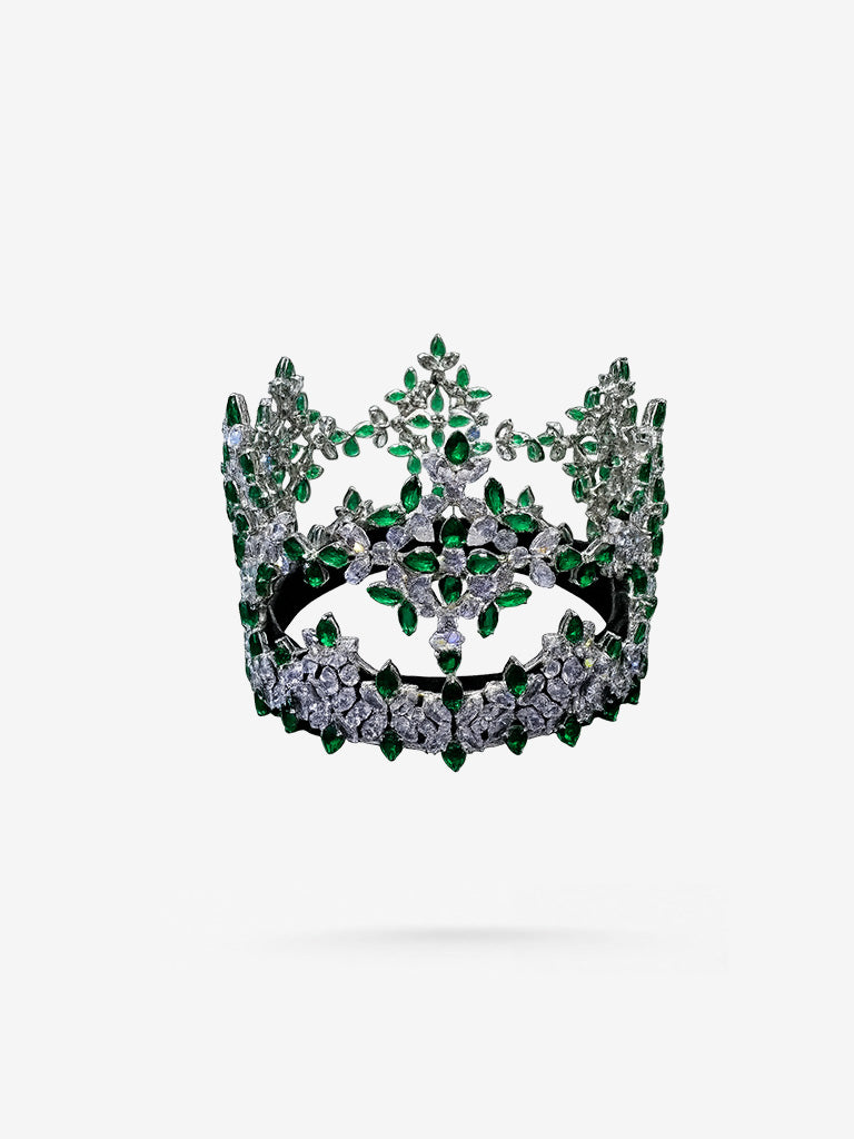 Peter Marco Miss World America pageant crown with emeralds and diamonds