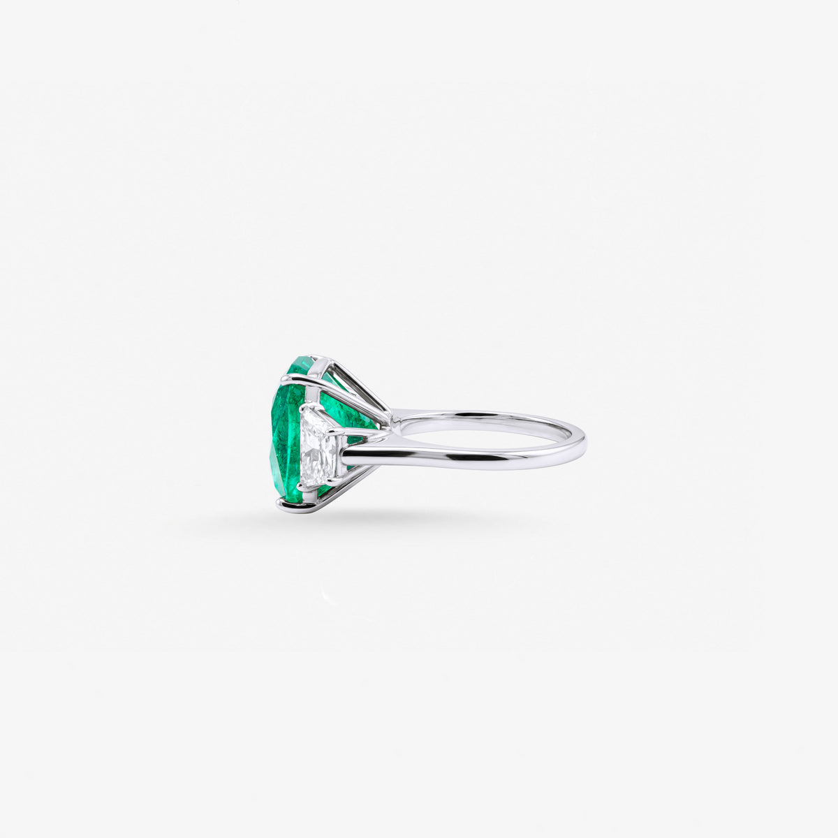 Emerald and Diamond Three-Stone Ring