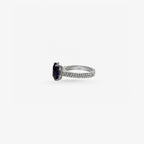 Peter Marco oval cut amethyst and round cut diamond ring, side view