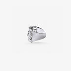Peter Marco oval, round and baguette cut diamond wide band ring, side view