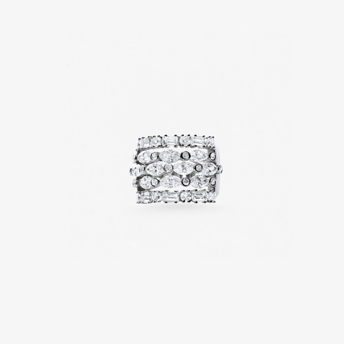 Peter Marco oval round and baguette cut diamond wide band ring