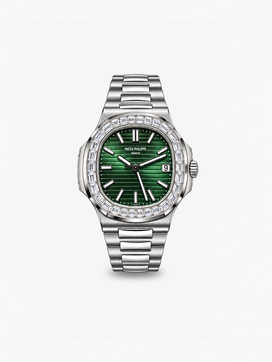 Peter Marco Patek Philippe Nautilus diamond-set white gold watch with green dial