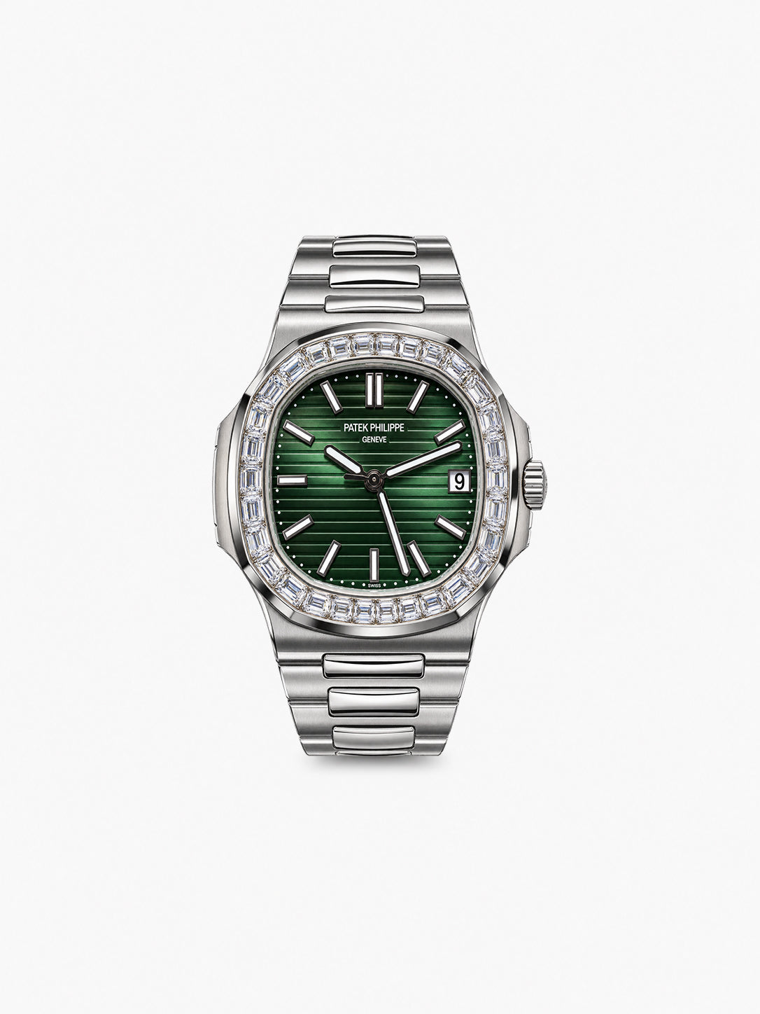 Peter Marco Patek Philippe Nautilus diamond-set white gold watch with green dial