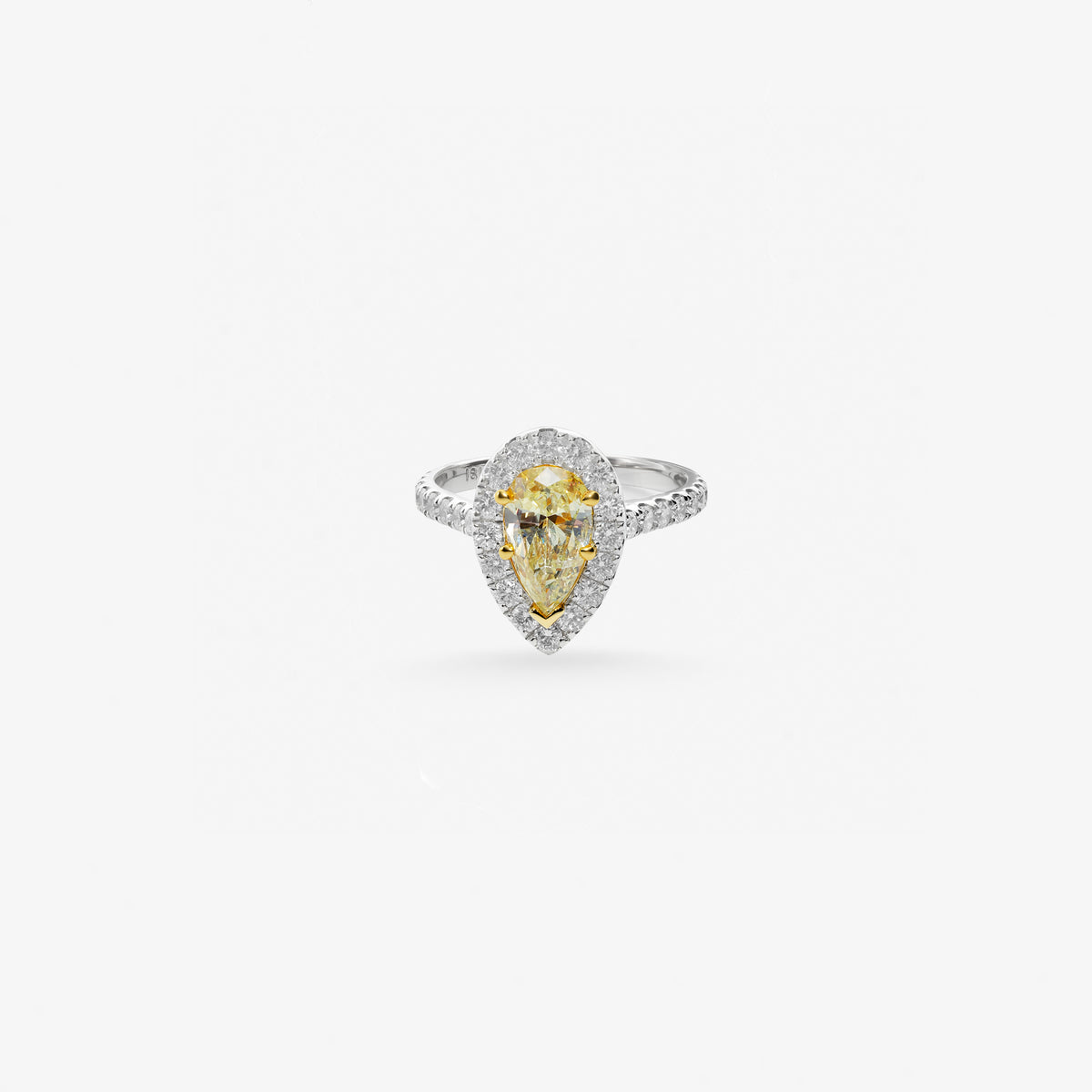 Peter Marco yellow diamond and round cut diamond halo ring