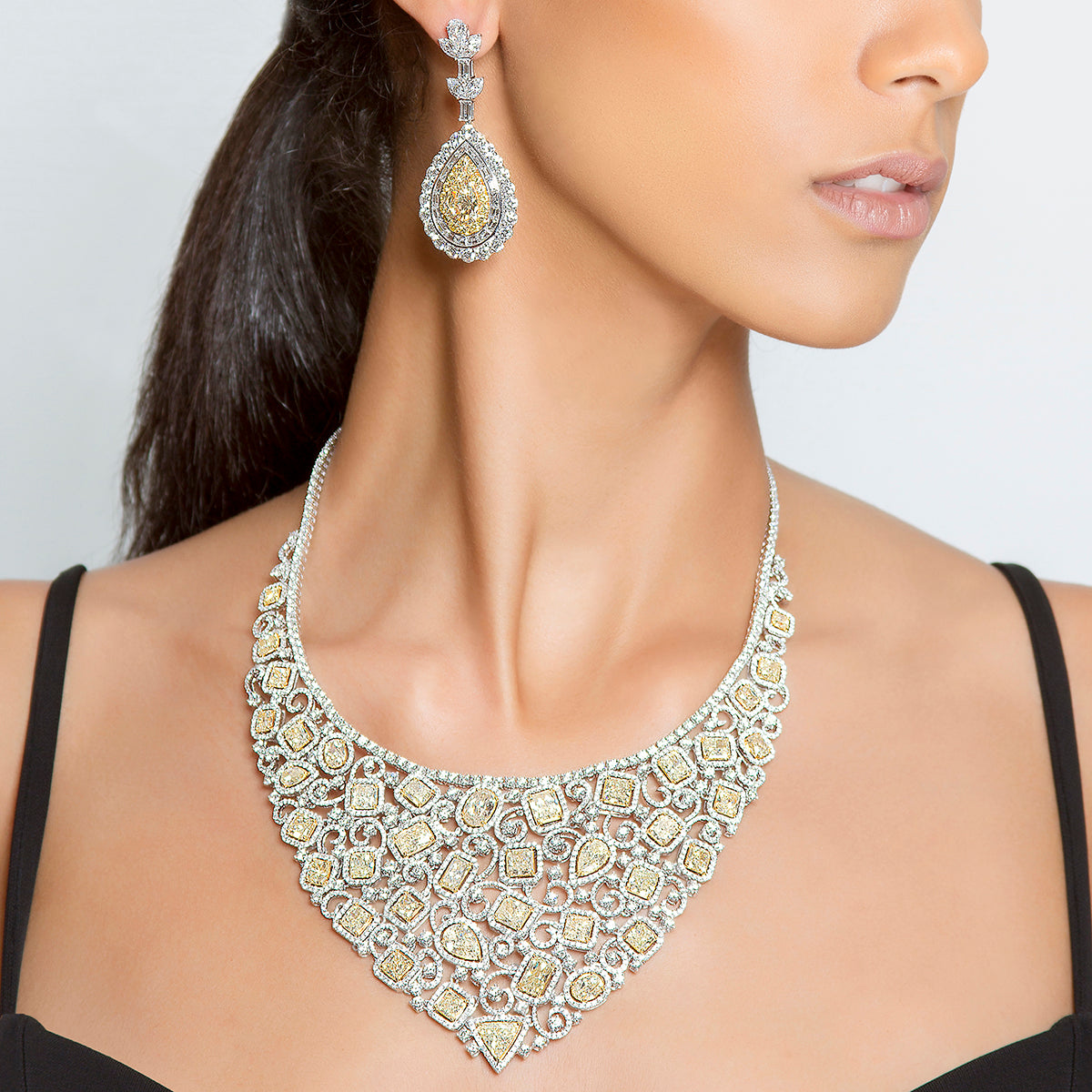 Peter Marco girl model wearing and necklace and earring