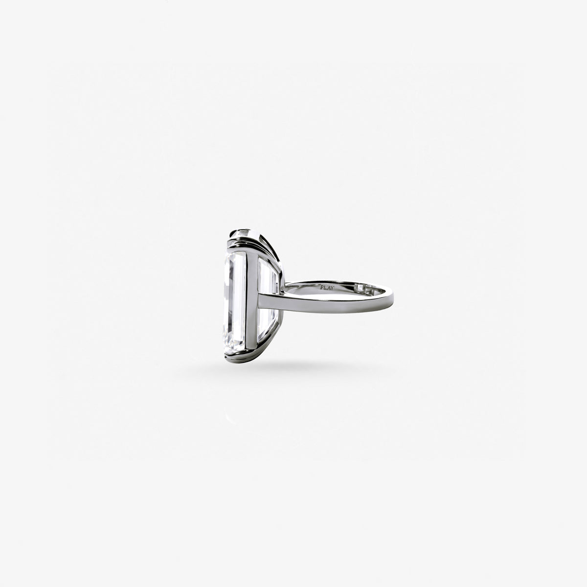 Peter Marco radiant cut white diamond, ring side view