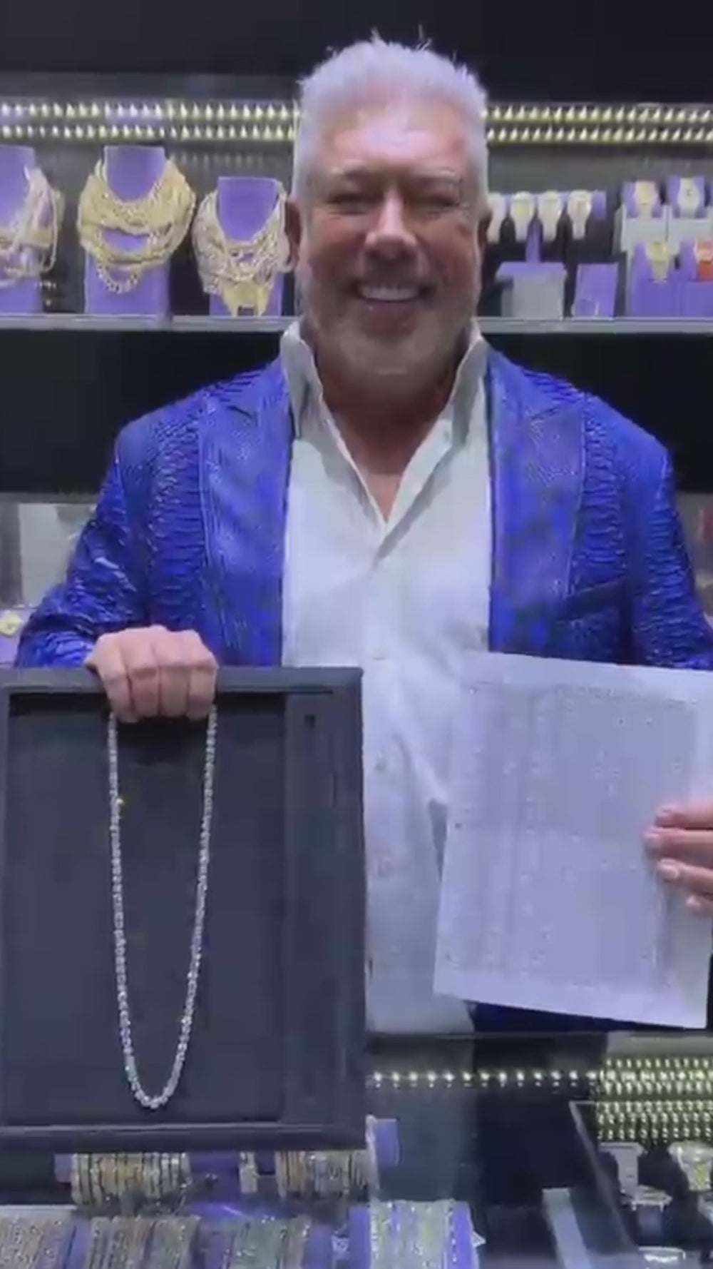 Peter Marco video showcasing a 104 diamonds GIA Certified necklace