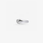 Peter Marco princess, baguette and round cut diamond wide band ring, side view