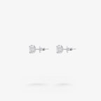 Peter Marco princess cut white diamond stud earrings, side view