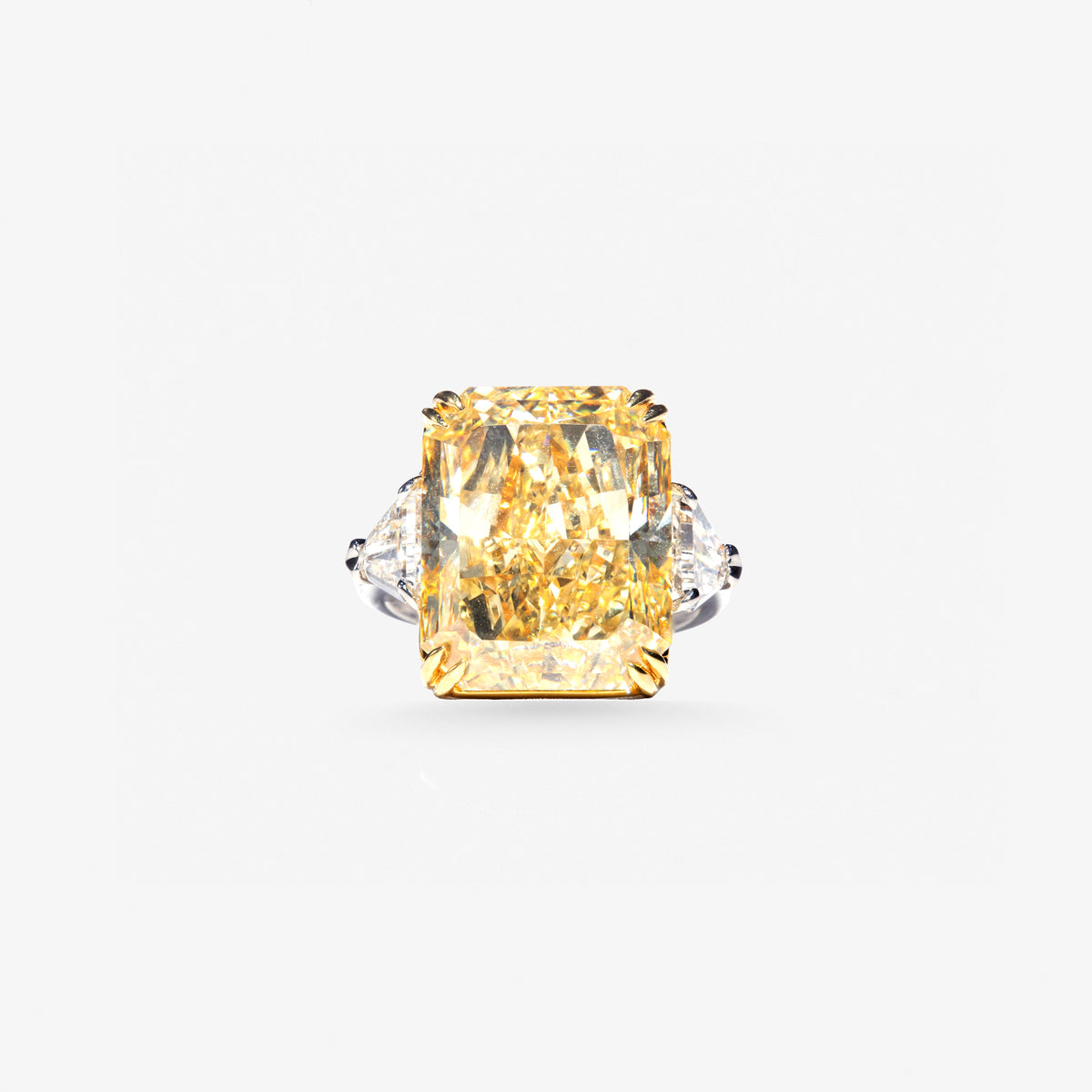 Peter Marco radiant-cut yellow diamond ring with white diamond side accents in a two-tone setting