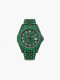 Peter Marco Rolex Datejust diamond-set green gemstone watch with green dial