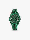 Peter Marco Rolex Datejust diamond-set green gemstone watch with green dial