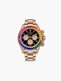 Peter Marco Rolex Daytona diamond-set rose gold watch with rainbow sapphire bezel