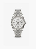 Peter Marco Rolex Land-Dweller stainless steel watch with white honeycomb dial and fluted bezel