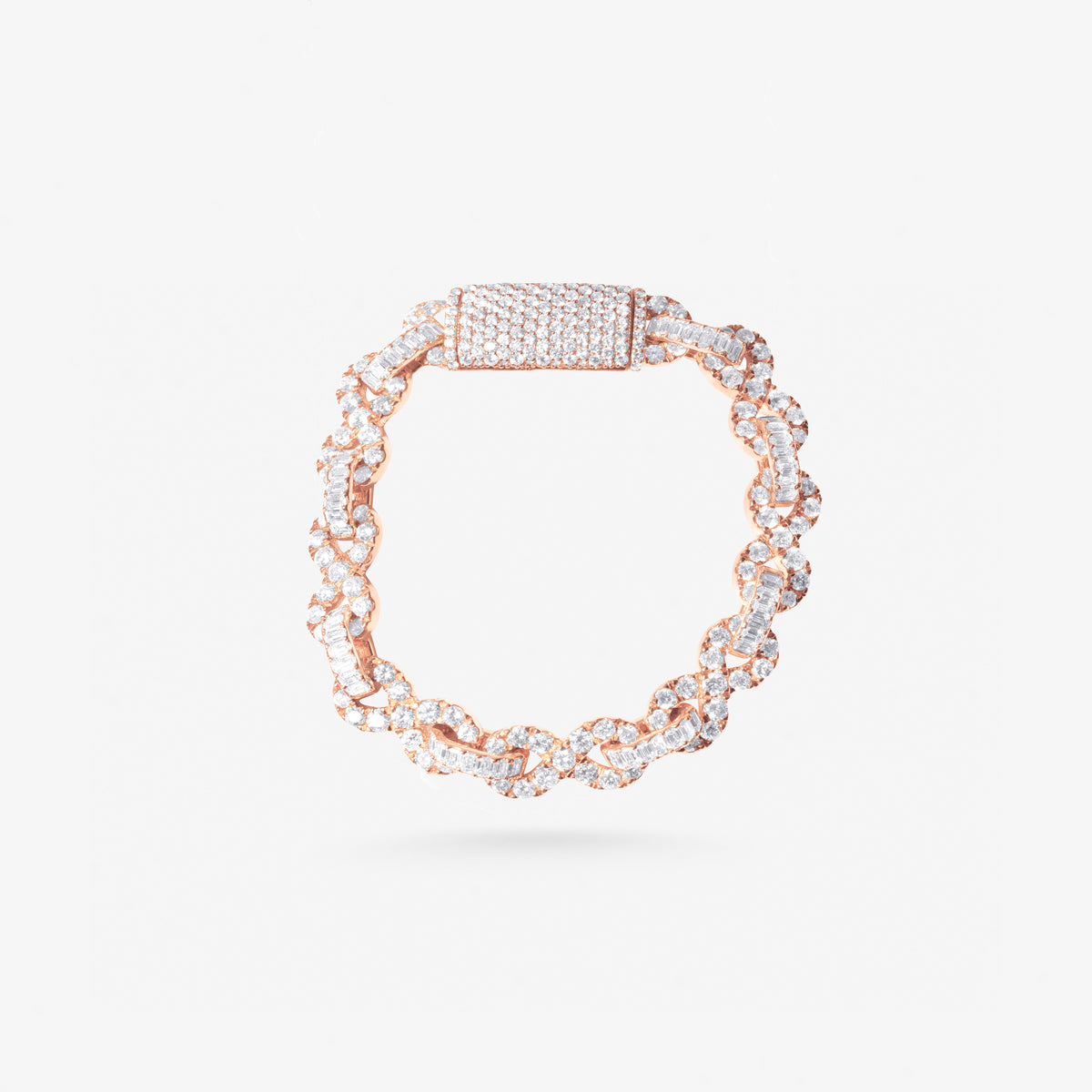 Peter Marco rose gold round and baguette cut diamond infinity link bracelet