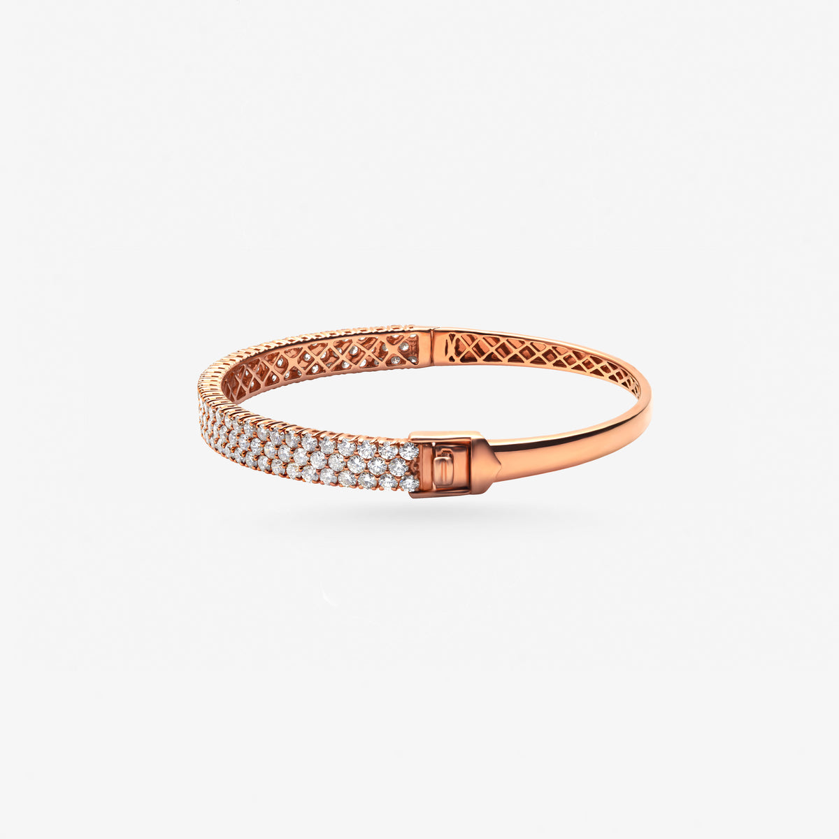 Peter Marco rose gold round cut diamond bangle, side view