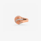 Peter Marco rose gold round cut diamond twist ring, side view