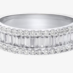 Peter Marco round cut and emerald cut double band diamond, detail view