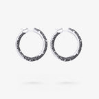 Peter Marco round cut black diamond hoop earrings, side view