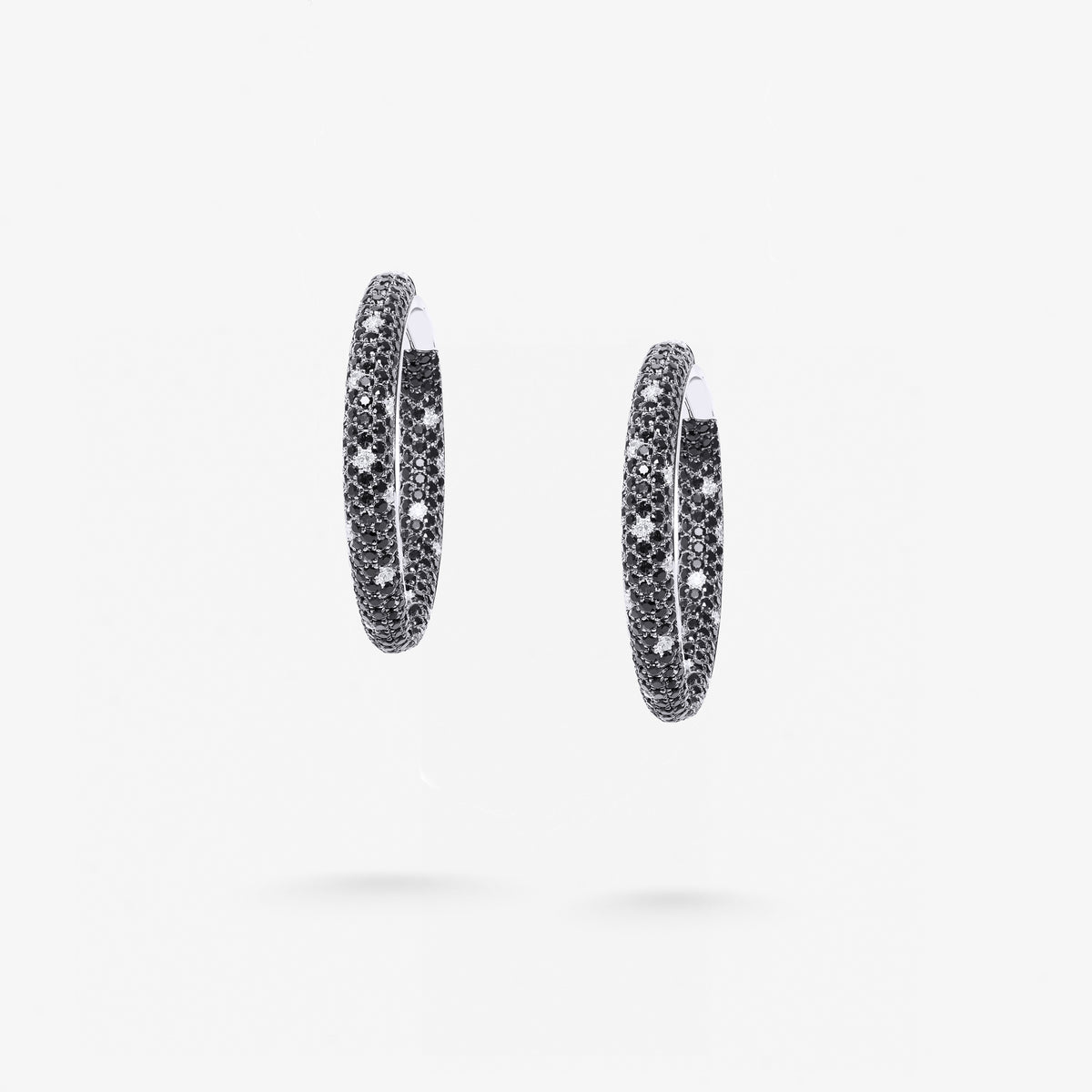 Peter Marco round cut black diamond hoop earrings