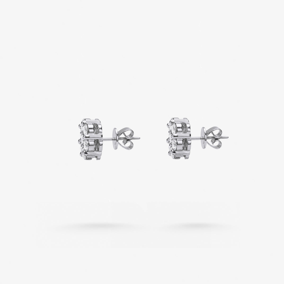 Peter Marco round cut diamond cluster stud earrings, side view