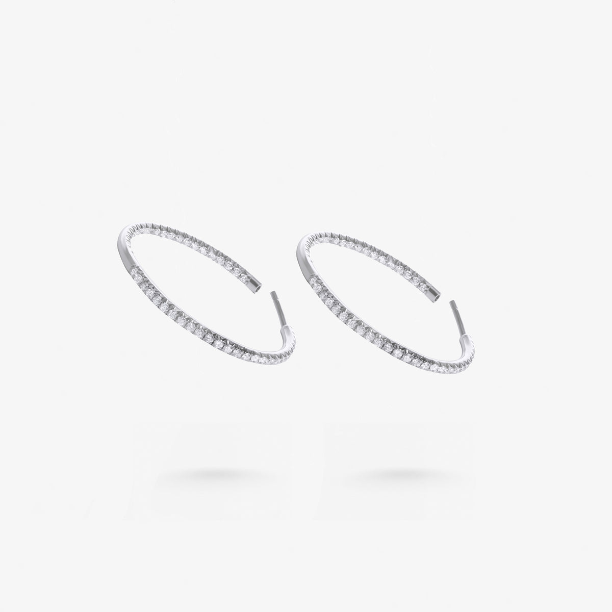 Peter Marco round cut diamond hoop earrings, side view