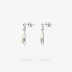 Peter Marco round cut white and pear shaped yellow diamond drop earrings