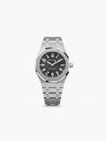 Peter Marco Audemars Piguet Royal Oak automatic watch with black dial and stainless steel bracelet