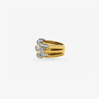 Peter Marco two tone white and yellow gold baguette cut diamond-ring, side view