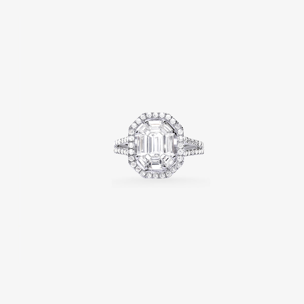 Peter Maro white gold multi stone diamond halo ring