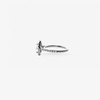 Peter Marco white gold oval cut and round cut diamond halo ring, side view