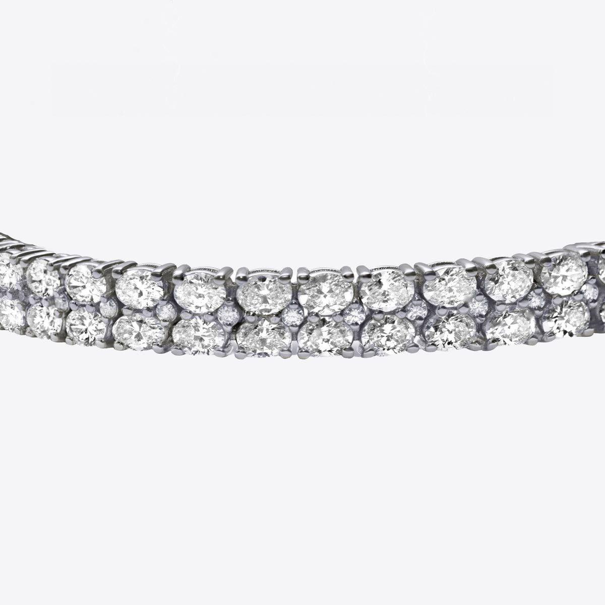 Peter Marco white gold oval cut diamond two row bracelet detail view