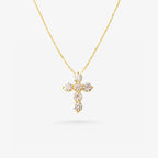 Peter Marco yellow gold round cut diamond cross pendant