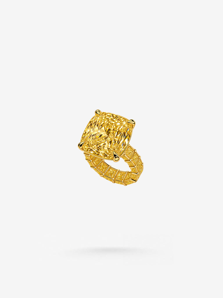 Peter Marco yellow diamond cushion-cut center stone ring in yellow gold
