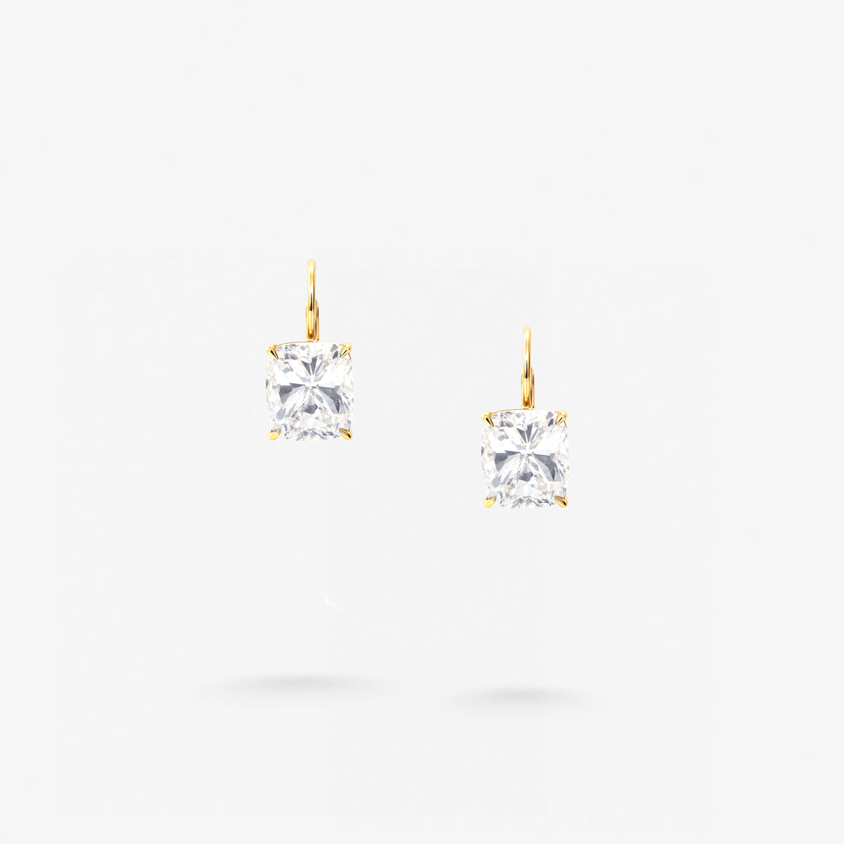 Peter Marco yellow gold cushion cut white diamond drop earrings