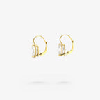 Peter Marco yellow gold cushion cut white diamond drop earrings, side view