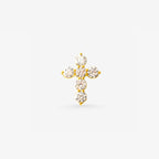 Peter Marco yellow gold round cut diamond cross pendant, detail view