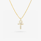 Peter Marco yellow gold round cut diamond cross pendant
