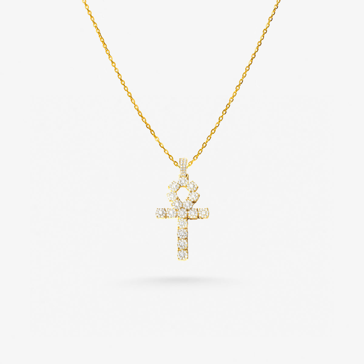 Peter Marco yellow gold round cut diamond cross pendant