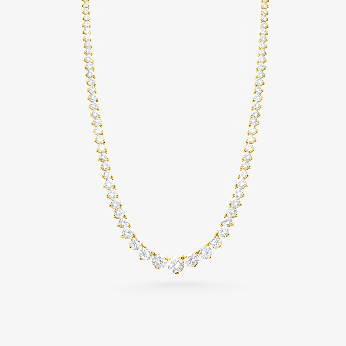 Peter Marco yellow gold three prong graduated round cut diamond necklace
